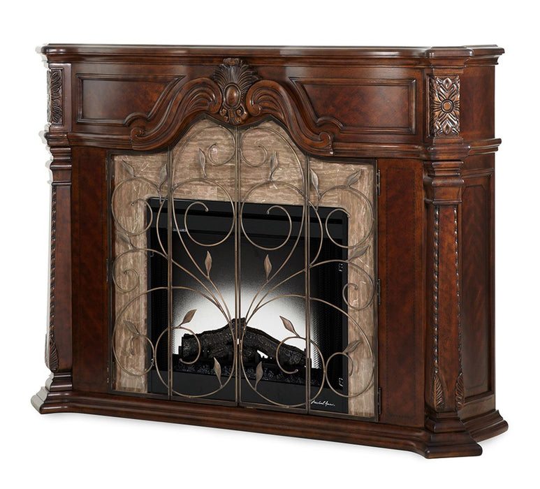 AICO Windsor Court Fireplace without Insert in Vintage Fruitwood