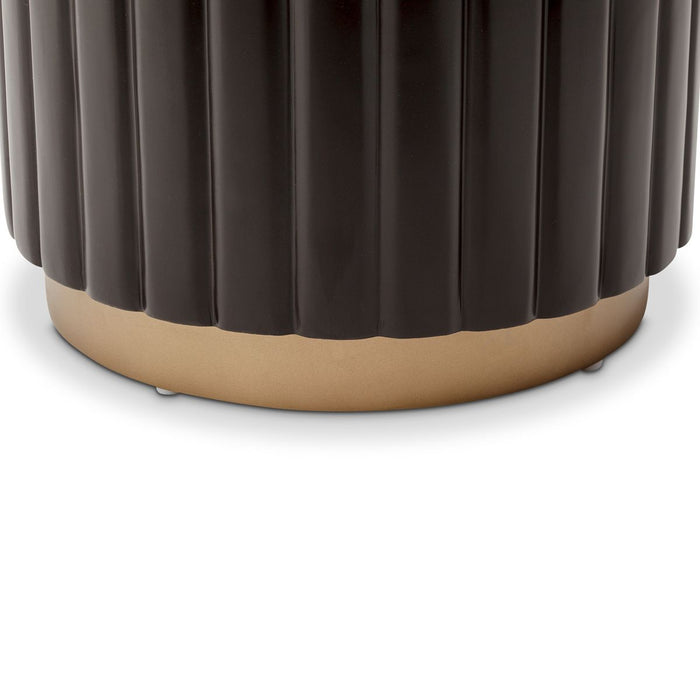 AICO Malibu Crest Round Chairside Table in Dark Espresso