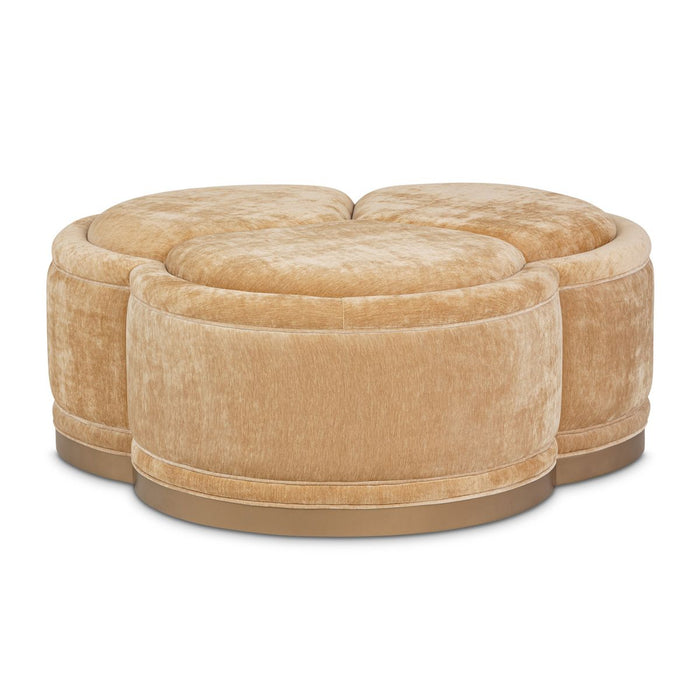 AICO Malibu Crest Clover Cocktail Ottoman in Dark Espresso