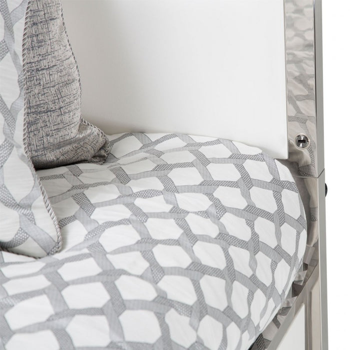 Aico State St King Metal Panel Bed in Glossy White