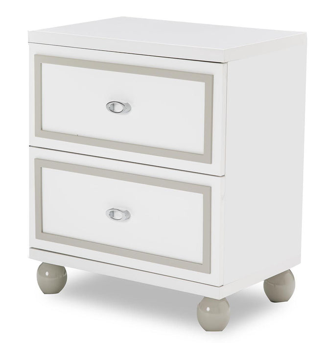 AICO Sky Tower 2 Drawer Nightstand in White Cloud