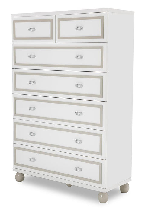 AICO Sky Tower 7 Drawer Chest in White Cloud