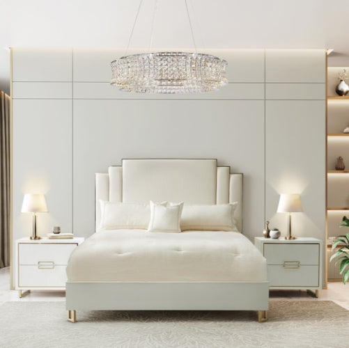 AICO Furniture Palm Gate California King Platform Bed in Cloud White