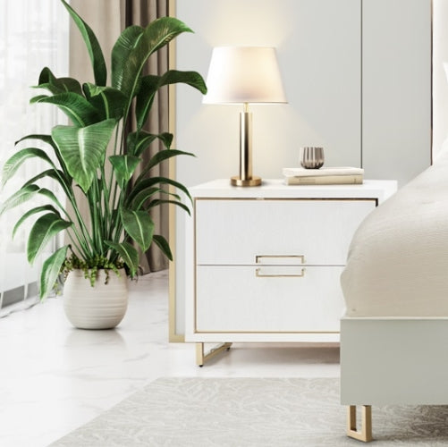 AICO Furniture Palm Gate Nightstand in Cloud White