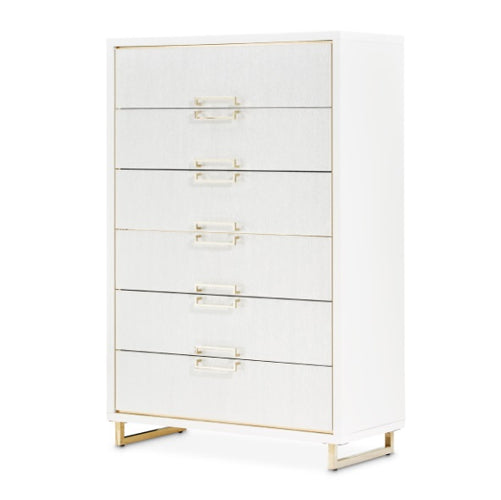 AICO Furniture Palm Gate 6 Drawer Chest in Cloud White image