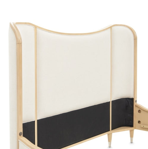 AICO Furniture Camellia Field Queen Upholstered Panel Bed in Caramel