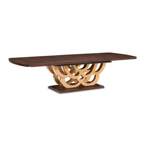 AICO Furniture Camellia Field Rectangular Pedestal Dining Table in Warm Pecan image