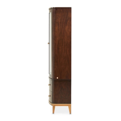 AICO Furniture Camellia Field Display Cabinet in Warm Pecan