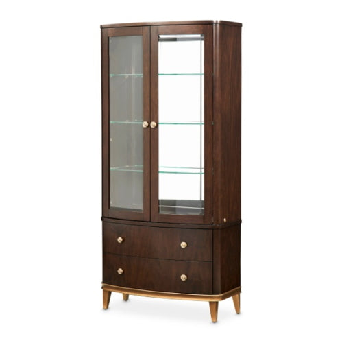 AICO Furniture Camellia Field Display Cabinet in Warm Pecan image