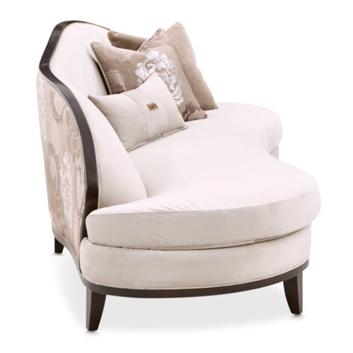 AICO Furniture Camellia Field Asymmetrical Sofa in Warm Pecan