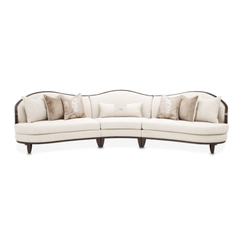 AICO Furniture Camellia Field RAF Loveseat Linen in Warm Pecan