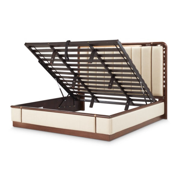 AICO Furniture Mason Park Queen Channel Tufted Bed in Umber