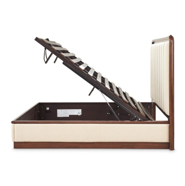 AICO Furniture Mason Park Queen Channel Tufted Bed in Umber