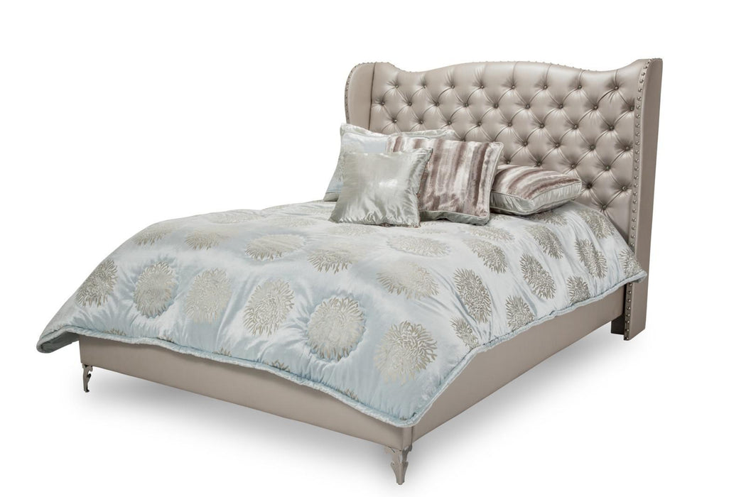 Hollywood Loft King Upholstered Platform Bed in Frost