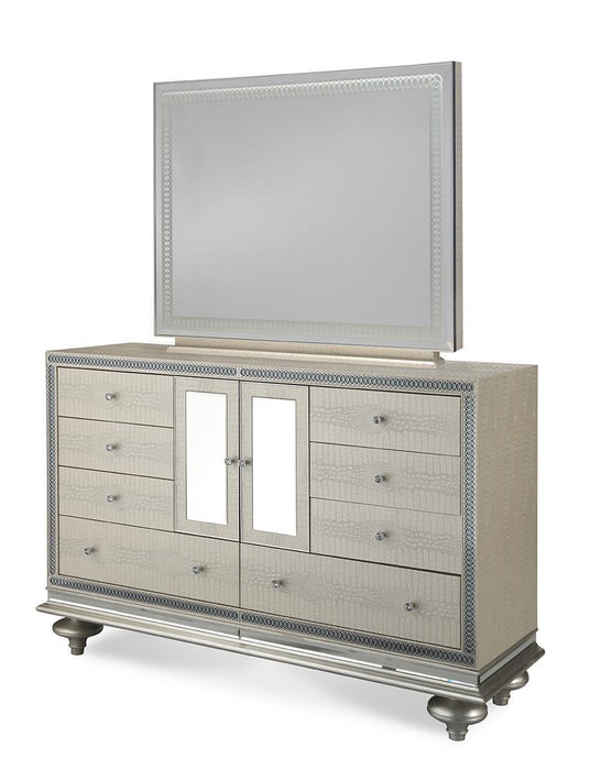 Hollywood Swank Rectangular Dresser Mirror in Crystal Croc