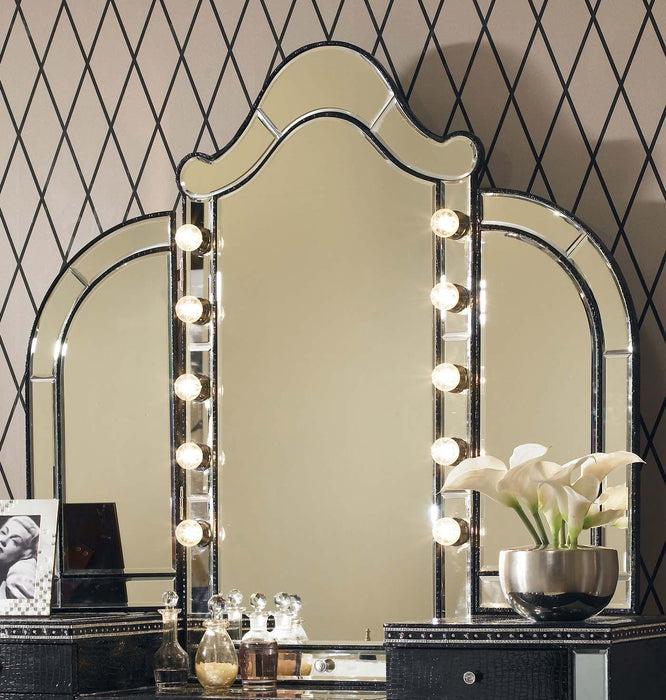 Hollywood Swank Vanity Mirror in Black Iguana