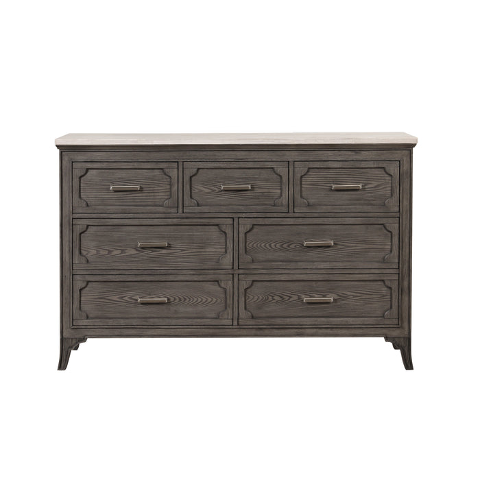 Lisbon Marble Top Dresser-Gray