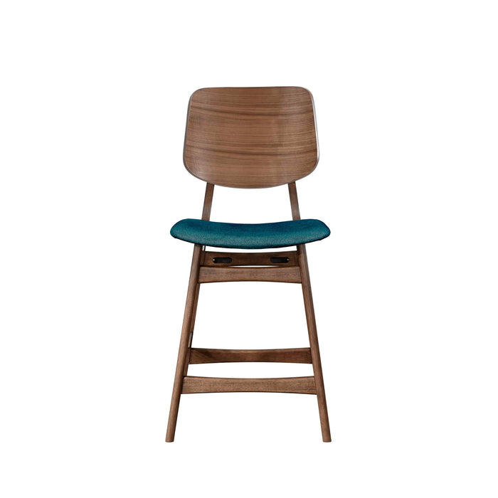 Oscar Counter Chair With Forest Green Cushion-Walnut