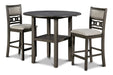 Gia 3 Pc 42" Counter Drop Leaf Table & 2 Chairs-Gray