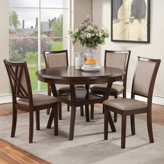Amy 5 Pc 47" Round Dining Set-Cherry