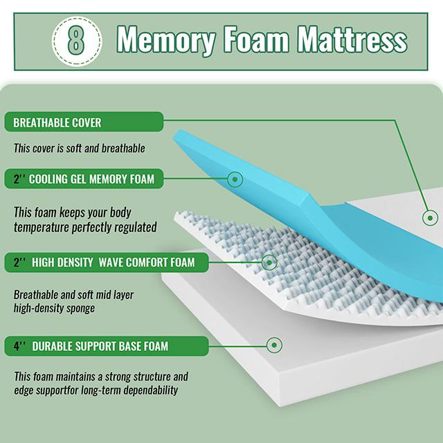 Coreopsis 8" Twin Memory Foam Wave Comfort