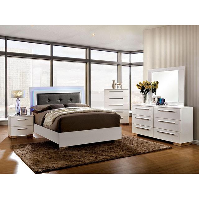 CLEMENTINE Glossy White Queen Bed