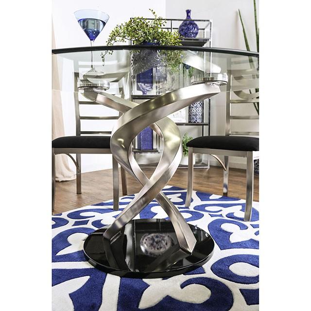 ROXO Silver/Black Round Dining Table