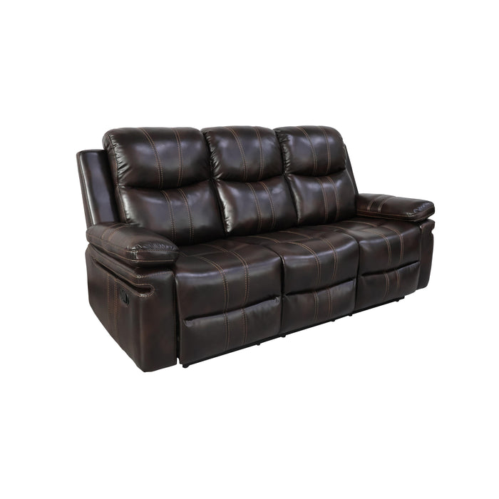 KELLEN SOFA W/DUAL RECLINER & DROP DOWN TRAY-BROWN