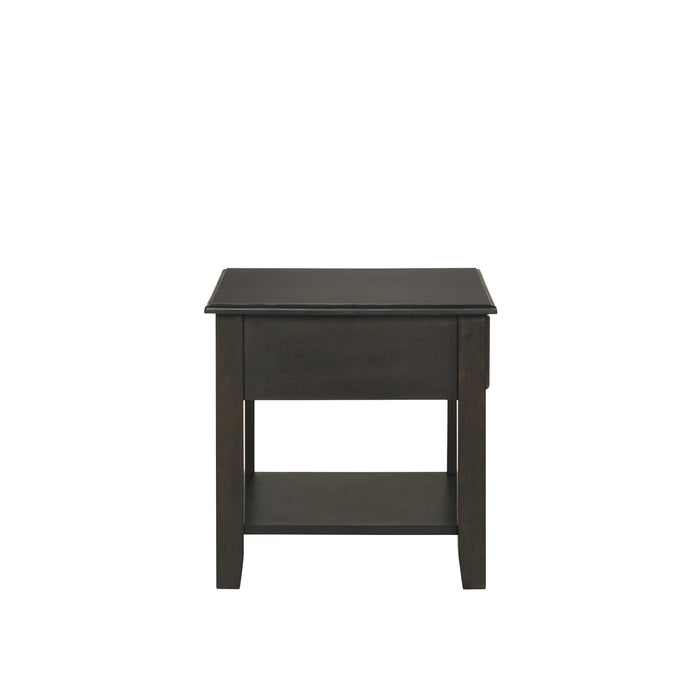 EVANDER END TABLE WITH DRAWER-ESPRESSO