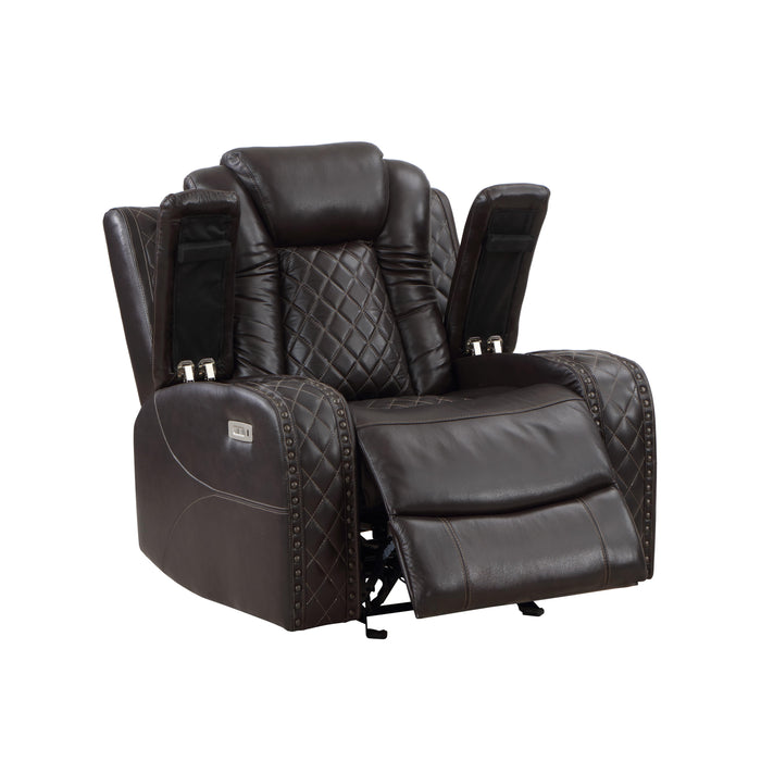 JOSHUA LEATHER GLIDER RECLINER - DK BROWN