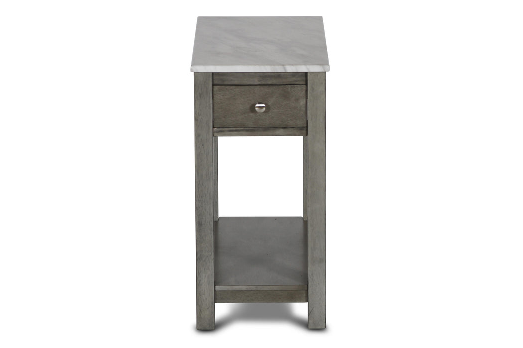 NOAH END TABLE WITH DRAWER-GRAY W/FAUX MARBLE TOP