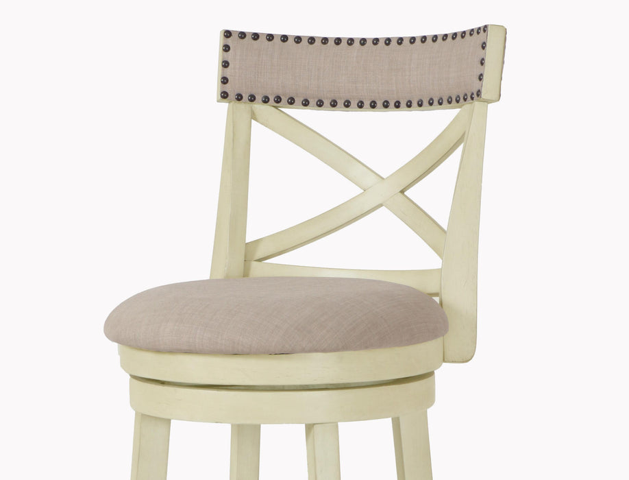 YORK 29" BAR STOOL-ANT WHITE W/FABRIC SEAT