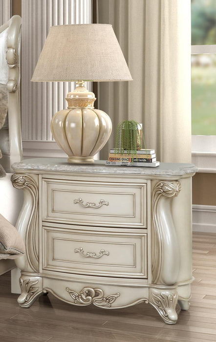 New Classic Furniture Monique Nightstand W/ Marble Top in Pearl image