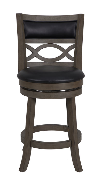 Manchester 24" Counter Stool W/Black Pu Cushions-Gray