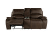 Brookings Console Loveseat W/ Dual Recliners-Brown