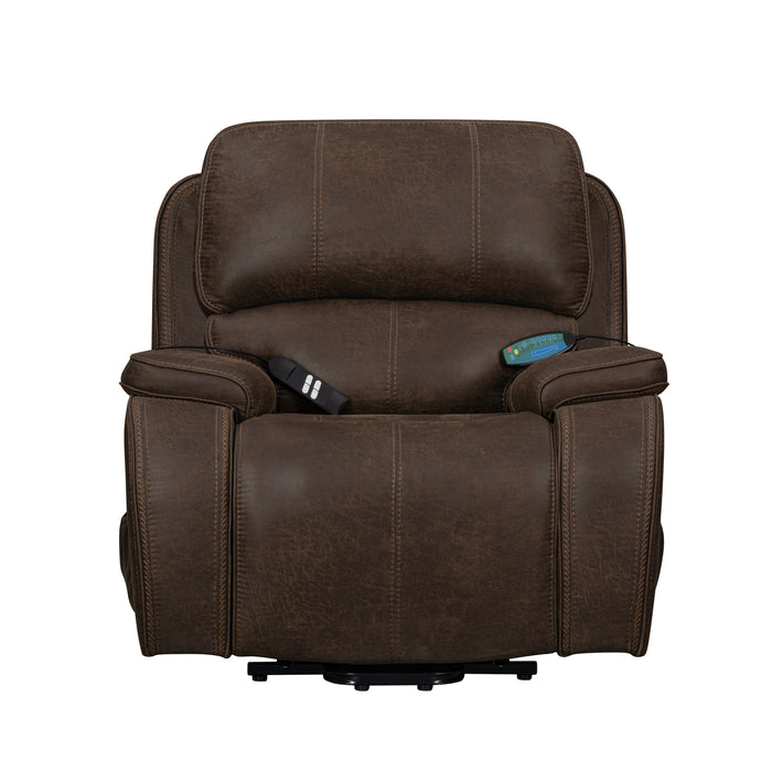 Brookings Power Lift Recliner W/ Heat & Massage-Brown