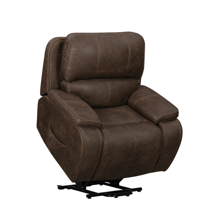 Brookings Power Lift Recliner W/ Heat & Massage-Brown