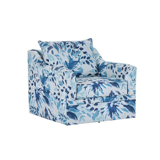 Sylvie Swivel Chair-Blue And White Print