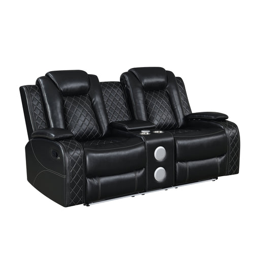 Orion Ii Console Loveseat W/ Dual Recliners-Black