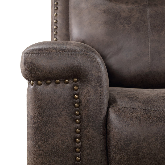 Quade Sofa W/Dual Recliner-Mocha