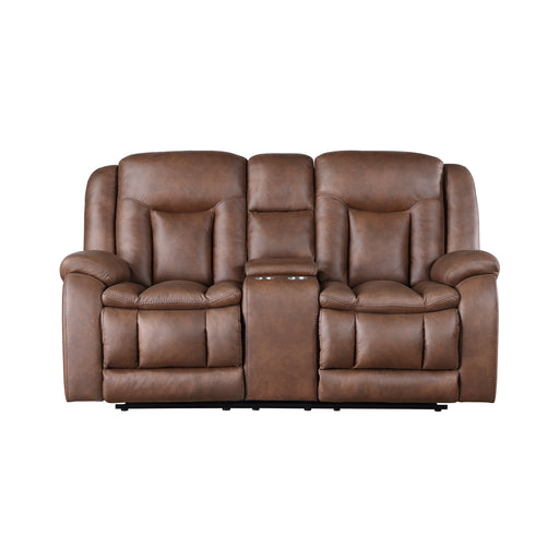 Morello Console Loveseat W/ Dual Recliners-Brown