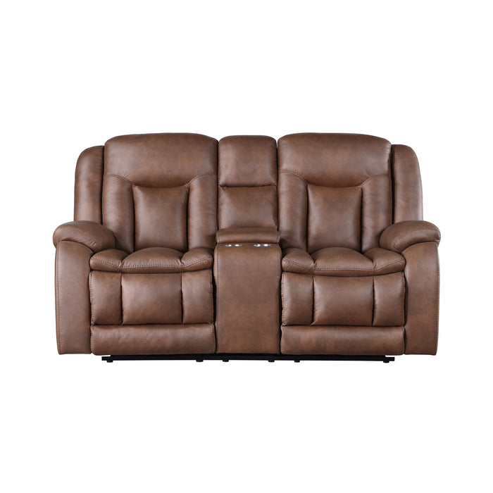 Morello Console Loveseat W/Pwr Fr-Brown