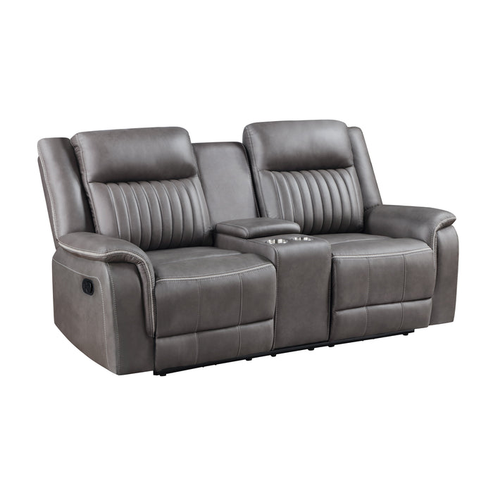 Enzo Console Loveseat W/ Dual Recliners--Gray