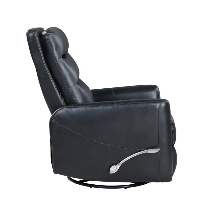 Takami Swivel Recliner-Black Vegan Leather