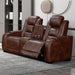 Chester Reclining Console Loveseat W/Pwr Hr & Fr-Brown