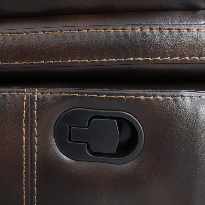 Kellen Console Loveseat W/ Dual Recliners-Brown