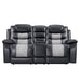 Nikko Console Loveseat W/ Dual Recliners-Black/Gray
