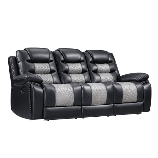 Nikko Sofa W/Dual Recliner-Black/Gray