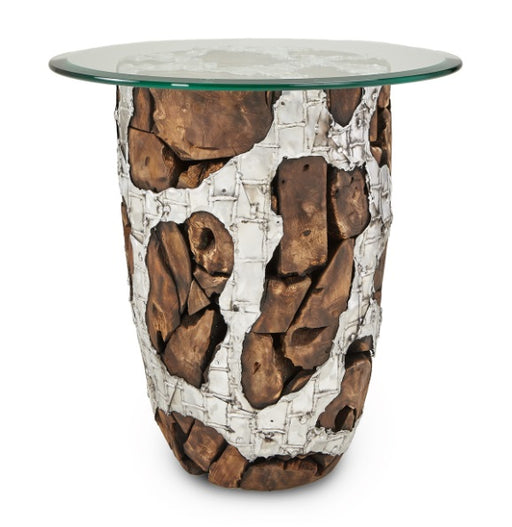 AICO Furniture Discoveries Wood Crafted End Cocktail Table with Silver Accents image