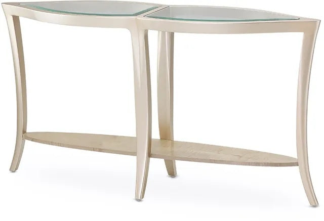 AICO Malibu Crest Console Table w/Glass in Chardonnay